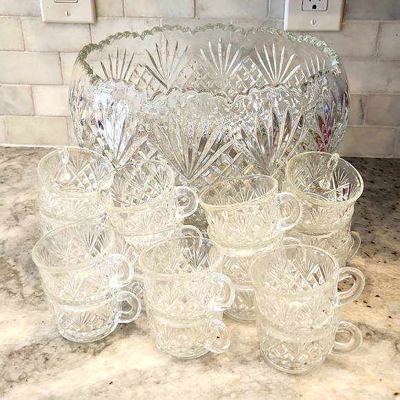 SMITH Dining Vintage Smith Pineapple Large Punch Bowl Set 8 Cups